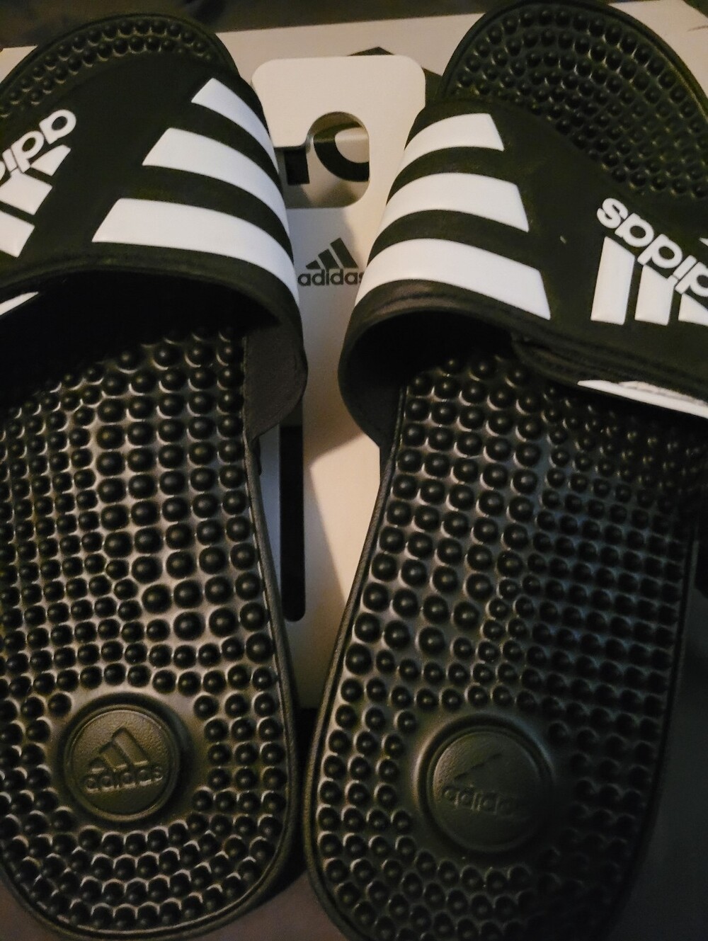 adidas Black and White Athletic Slide Sandals